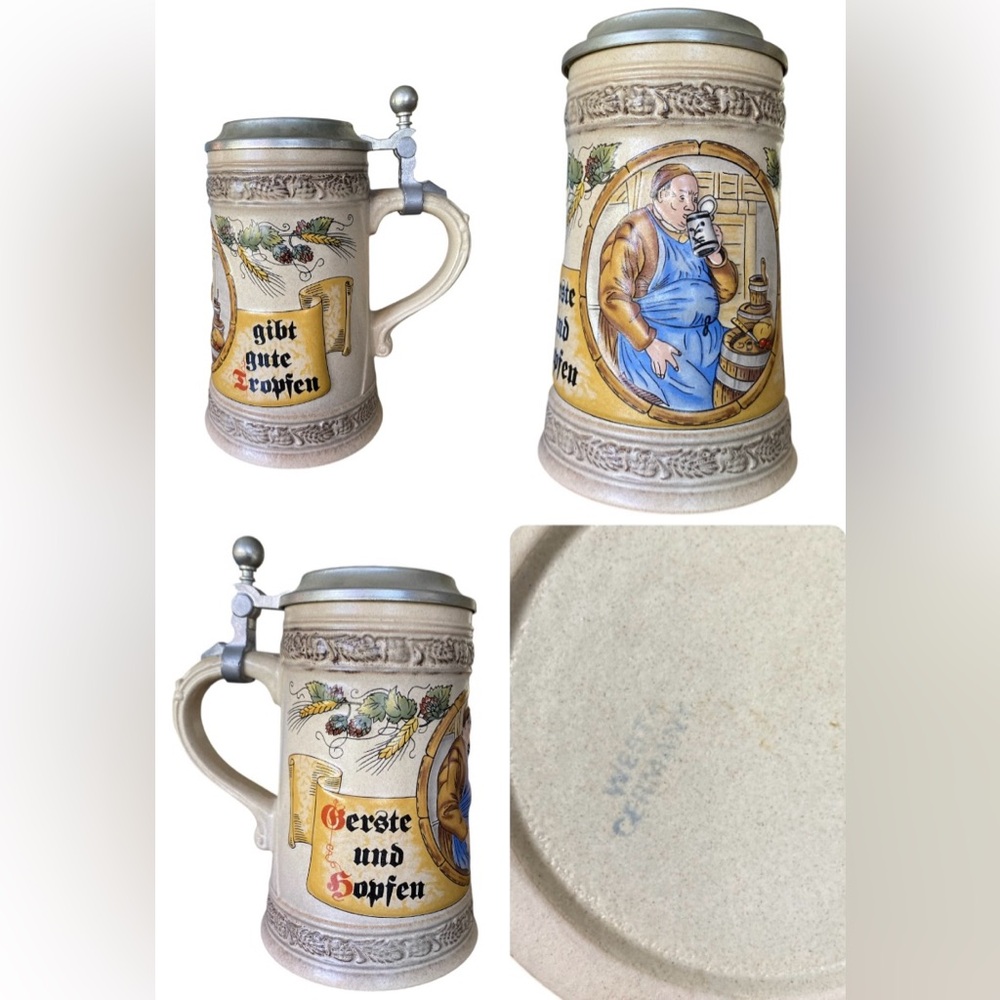 Vintage Gerz Lidded German Friar Brewer Stein/German Beer Mug